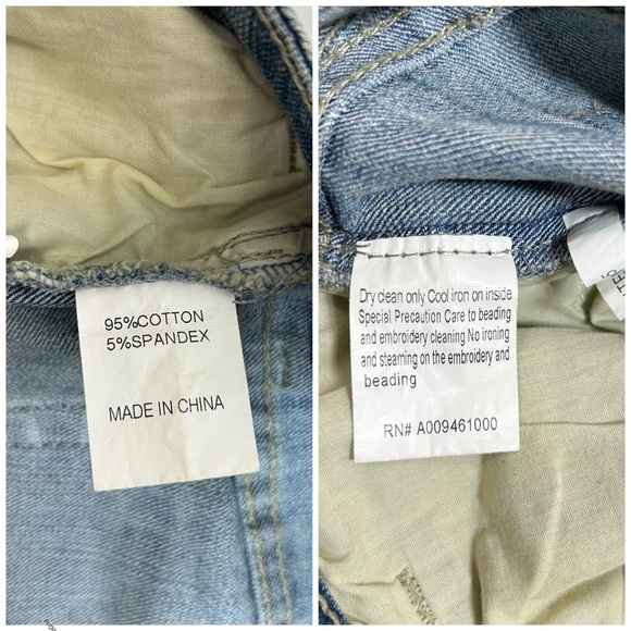 Boston Proper Stretch Blue Wash Mid Rise Flare Bead Embroidery Floral Jeans 12 - Picture 9 of 16